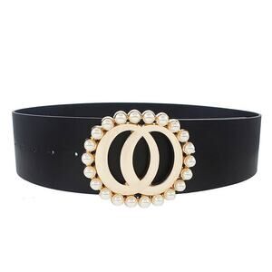 Black Double Joined Round Pearl Style Belt